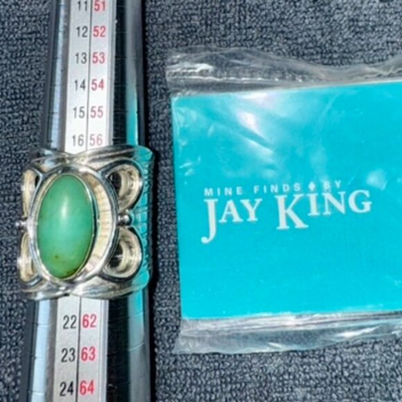 Vintage Jay King Desert Rose Trading (DRT) Turquoise Sterling Silver Ring Size 9 - Picture 2 of 4
